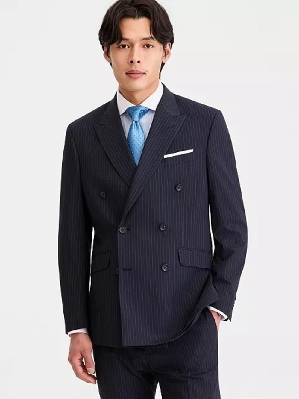 Kenneth Cole Reaction Men's Navy Pinstripe Double-Breasted Suit Jacket